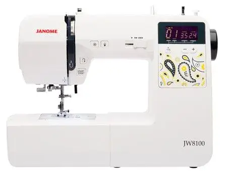 Janome JW8100 computerized sewing machine with LCD display and extension table
