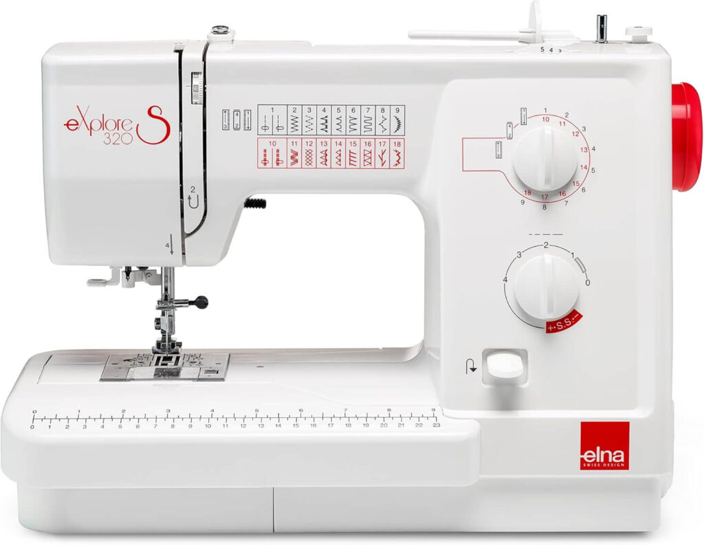 Elna Explore 320s mechanical sewing machine with wide sewing bed and free arm