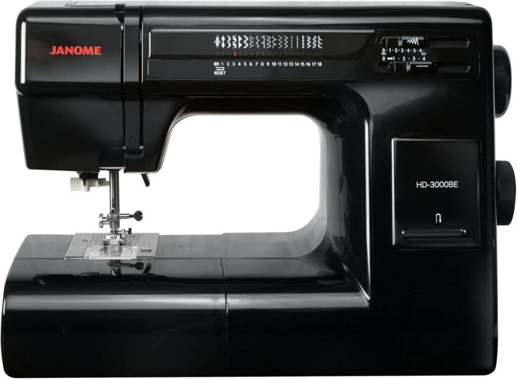 Janome HD-3000 Black Edition heavy-duty aluminum sewing machine with accessory kit
