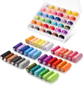 Spools of high quality sewing thread in assorted colors for home sewing machine use